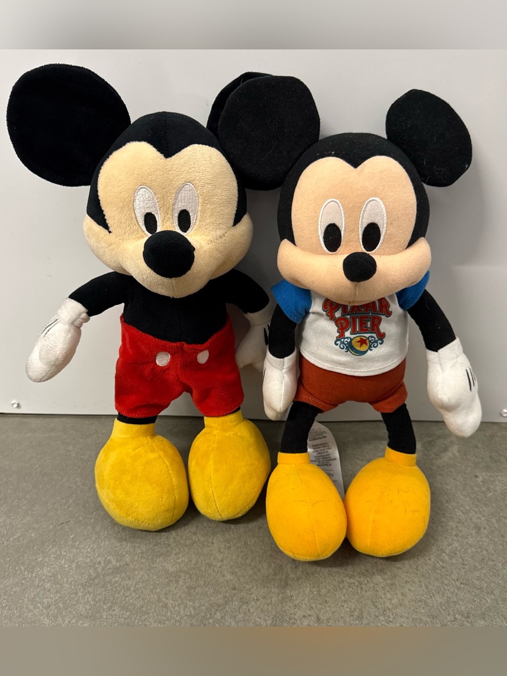 Two Disney 13.5" Mickey Mouse Plush Stuffed Animal